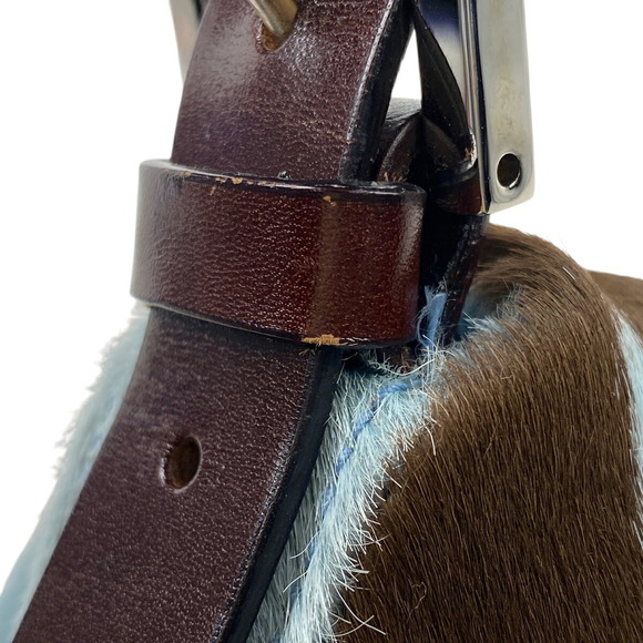 Fendi Mamma Baguette handbag Zucca Shoulder Bag pony blue brown - Picture 8 of 10